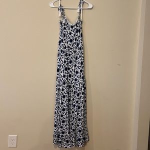 LOFT beach- White and Blue Floral Maxi Dress